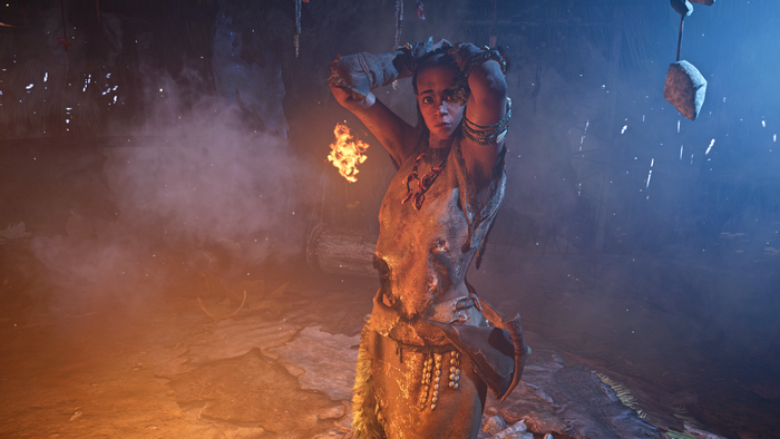 4K, video game characters, fire, bones, Far Cry, video game art, cinematic, far cry primal, fur, blood