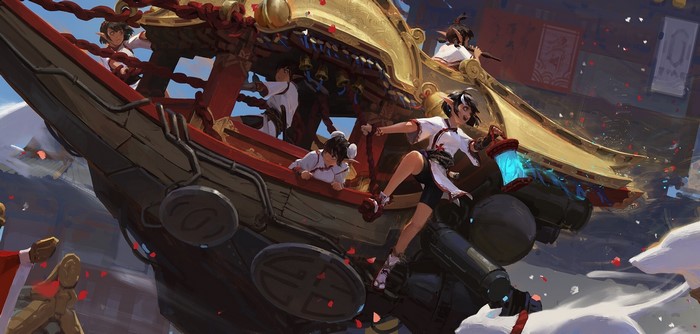 digital art, Kan Liu, ArtStation, fantasy art, Asian architecture, artwork, illustration