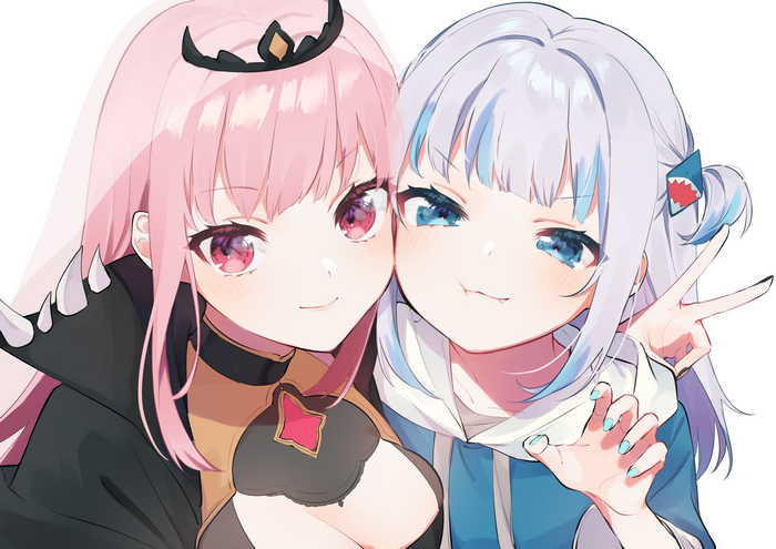 Gawr Gura and Mori Calliope Anime Girls 4K