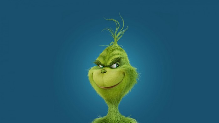 4K, The Grinch (2018), green, blue background, simple background, creature, minimalism, artwork