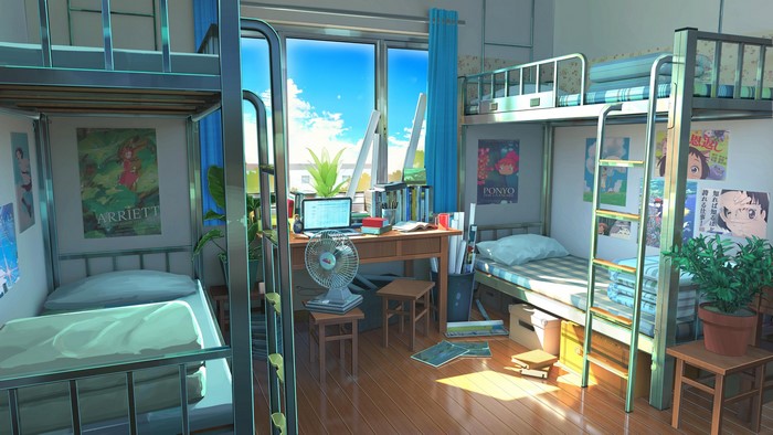 4K, LoFi, digital art, studying, bed, digital, plants, laptop, window, manga, artwork