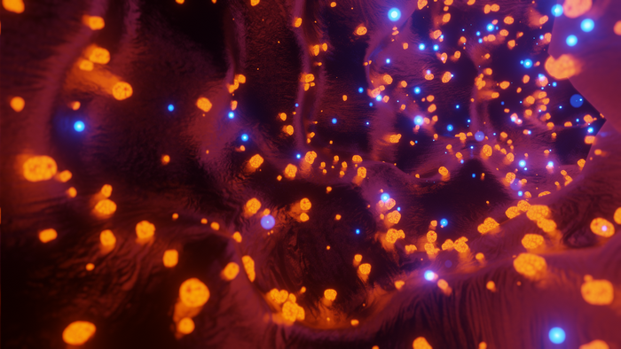 floating particles, Eevee, Blender, CGI, Black Besa: Xen, digital art, cave, render