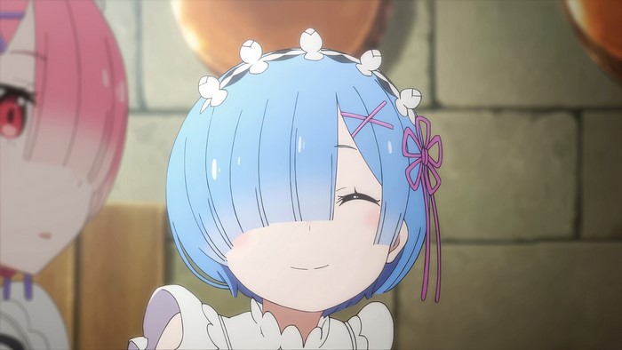 blue hair, Ram (Re: Zero), anime girls, Re:Zero Kara Hajimeru Isekai Seikatsu, Rem (Re: Zero), anime, short hair, closed eyes, maid, smiling