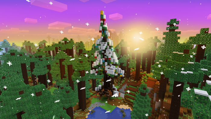 Christmas, video games, screen shot, Minecraft, PC gaming