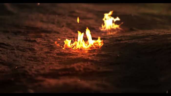 depth of field, fire