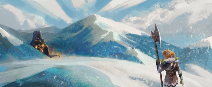 4K, Link, Zelda Breath of the Wild, shrine, snow, video game art, The Legend of Zelda, fantasy art, artwork