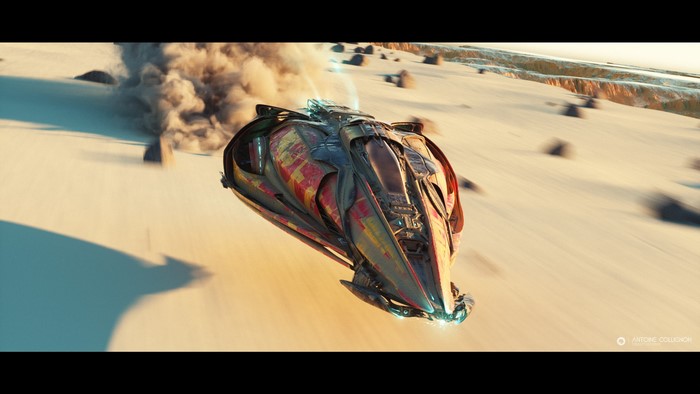 digital art, artwork, ArtStation, Antoine Collignon, vehicle, Wipeout, science fiction