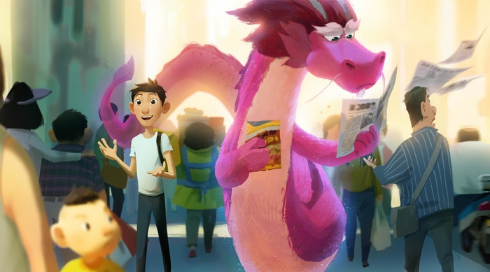 Wish Dragon Din and Long in the city