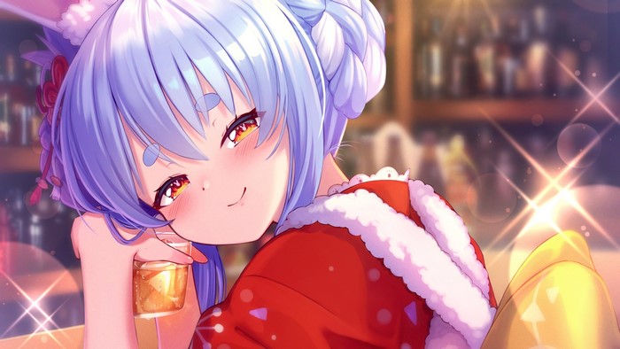 anime, Japanese clothes, blush, smiling, blue hair, Hololive, magowasabi, anime girls, Usada Pekora