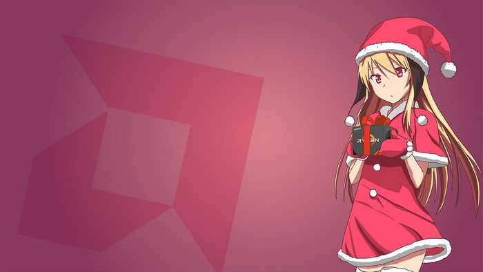 Sakurasou no Pet na Kanojo, Santa hats, AMD, Santa girl, anime girls, RYZEN, Shiina Mashiro, anime, Christmas, presents