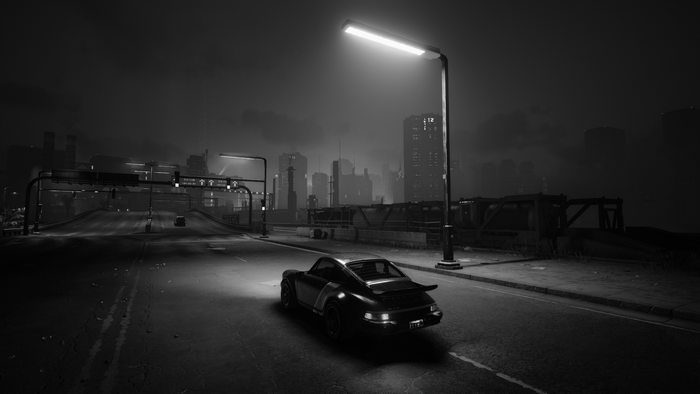 Cyberpunk 2077, Johnny Silverhand, monochrome, Porsche 911 GTR RS, video games, car