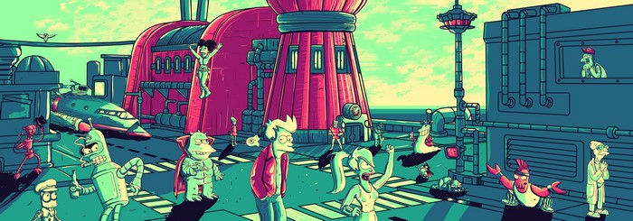 4K, science fiction, TV Series, Futurama, Rolando Lopez Fonseca, ArtStation, cartoon