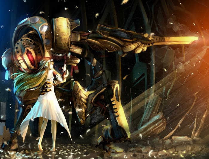 4K, robot, anime, dress, anime girls, Ar Nosurge, barefoot, Surge Concerto