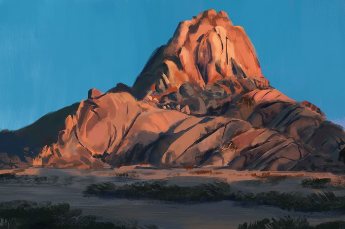 Digital painting of mountains by Samson Castelino
