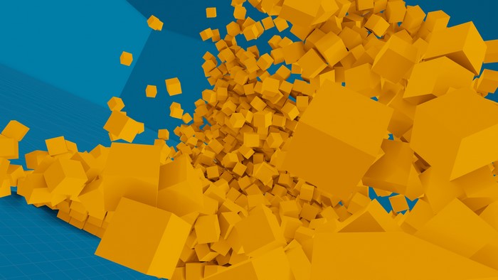 Abstract 3D cubes in orange and blue
