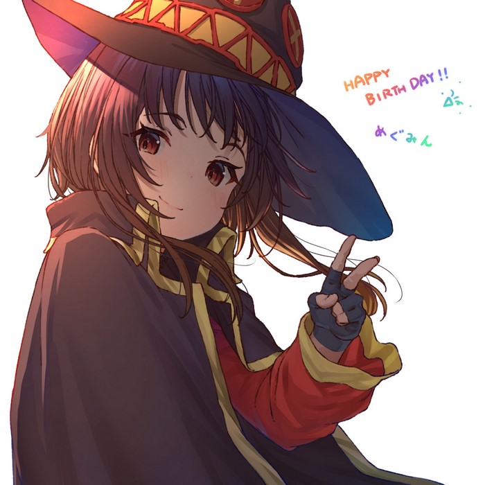 Megumin from KonoSuba wearing a witch hat