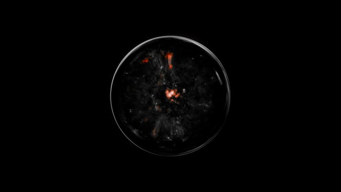 4K sphere with red planet rocks in space