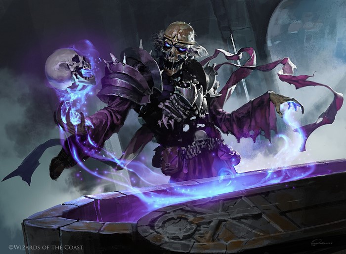 Undead Necromancer with Skull and Magic from Magic: The Gathering