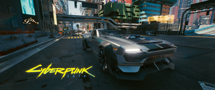 Cyberpunk 2077 car in a futuristic city