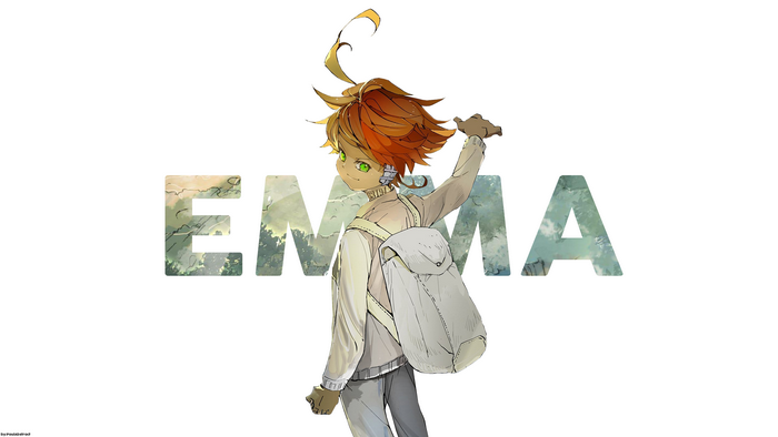 Emma from The Promised Neverland with text