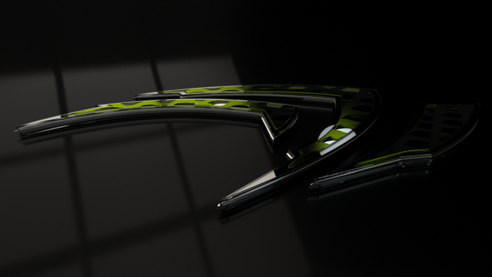 Nvidia logo CGI render with selective coloring
