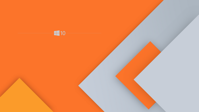 Windows 10 Logo on Orange and Grey Geometric Background