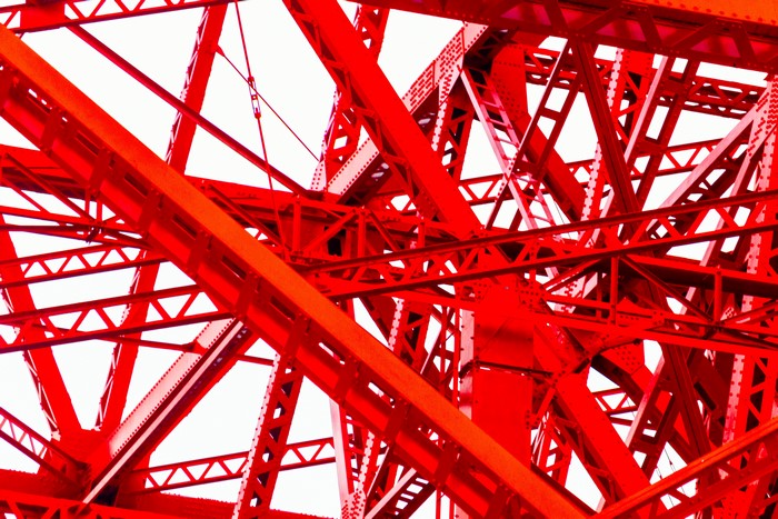 Tokyo Tower structure, red metal beams
