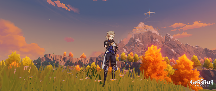 Albedo from Genshin Impact in a grassy field