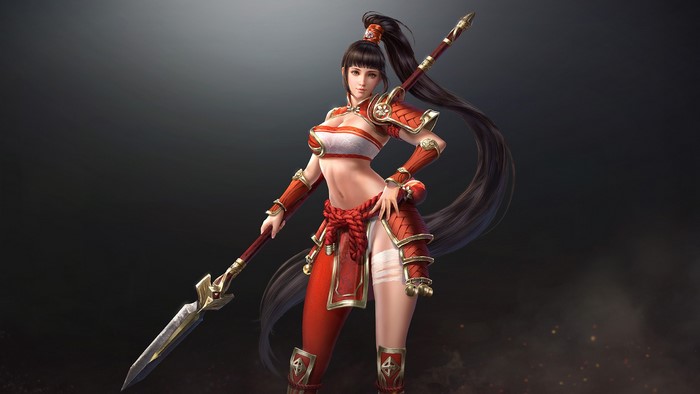 Fantasy warrior woman with spear