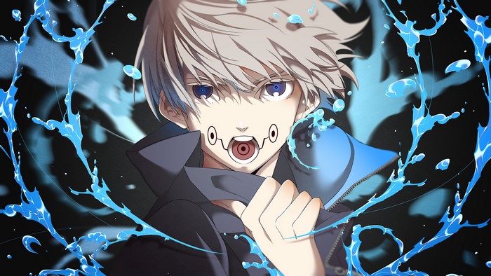 4K anime boy with water splashes