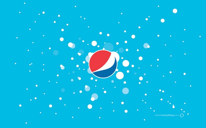 Pepsi logo with bubbles on blue background