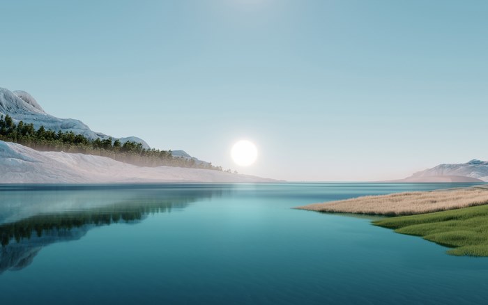 Windows 11 4K Landscape with Sun and River