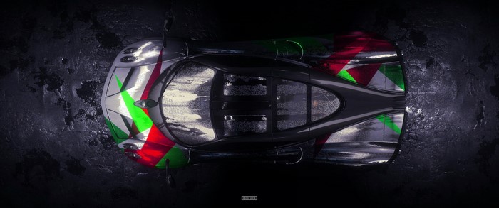 Pagani car with Italian flag livery