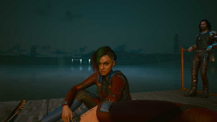 Judy Alvarez and Johnny Silverhand from Cyberpunk 2077