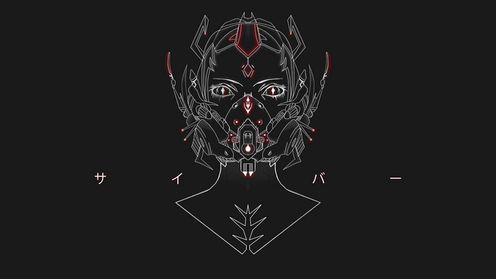 Cyberpunk cyborg with mask and red accents