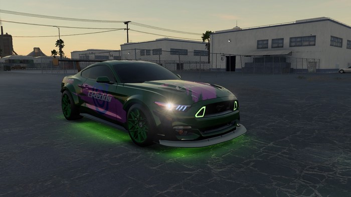 Green Ford Mustang GT with GReddy livery in Need for Speed Payback