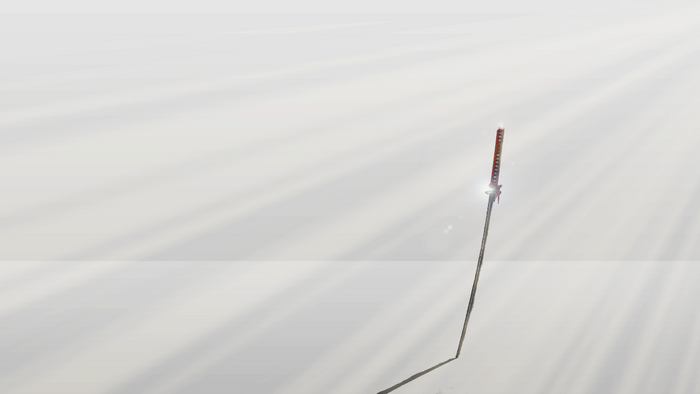 Katana with sun rays on white background
