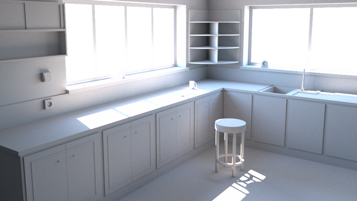 3D rendering of a modern kitchen interior