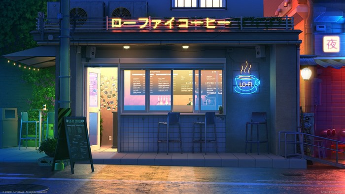 Lo-Fi Coffee Cafe at Night