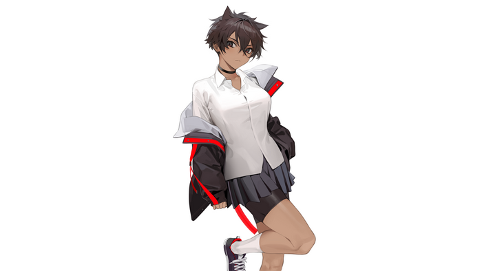 Anime Girl in School Uniform with Jacket