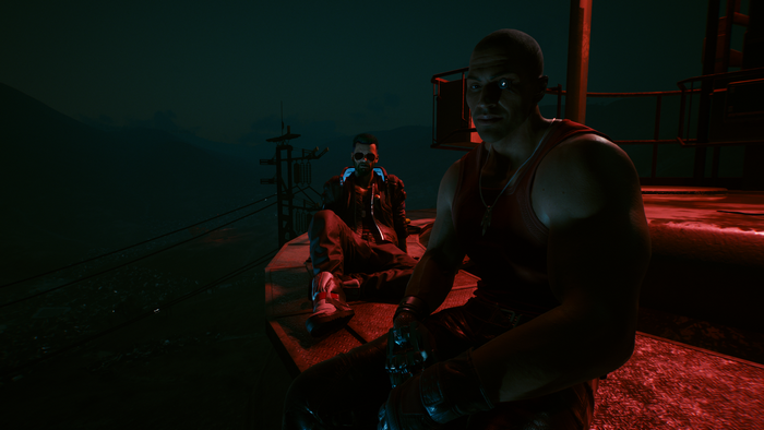River Ward and man in Cyberpunk 2077
