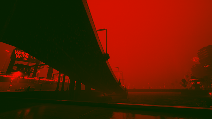 Cyberpunk 2077 screenshot of a bridge and city
