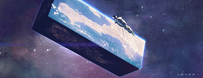 Spaceship near a rectangular planet in space