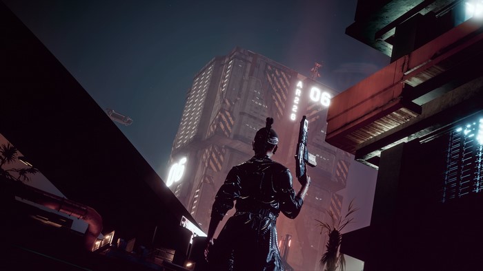 Cyberpunk 2077 4K low-angle view of a character with a gun