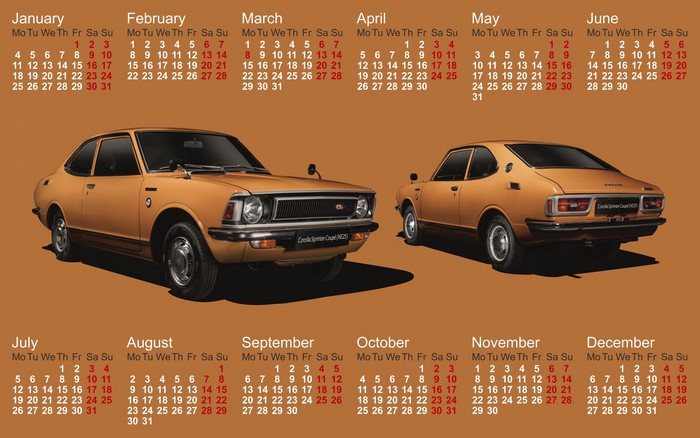 Toyota Corolla Coupe 2021 Calendar