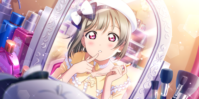Nakasu Kasumi from Love Live! Sunshine!! applying makeup