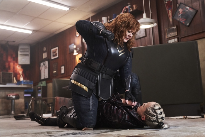 Melissa McCarthy and Pom Klementieff fight in Thunder Force