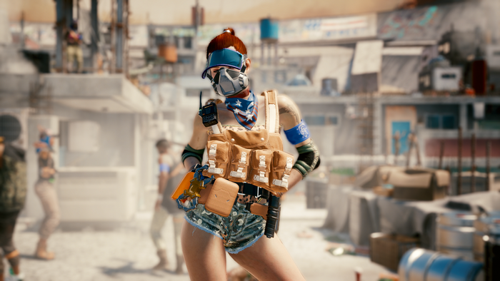 Woman from Cyberpunk 2077 with tactical gear