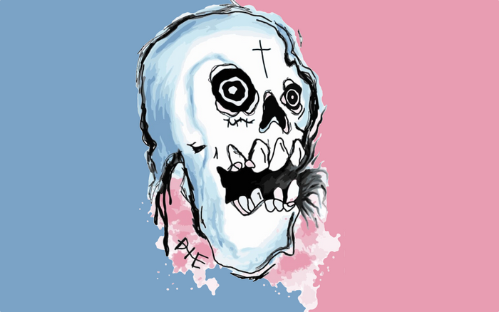 Lil Peep skull with cross and text