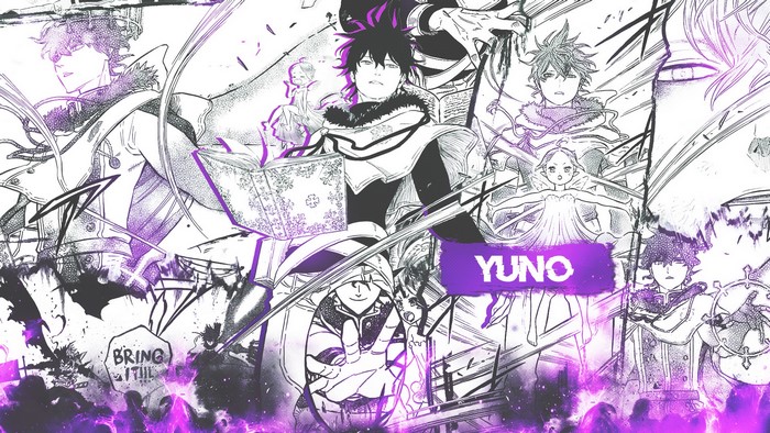 Yuno and other characters from Black Clover manga collage